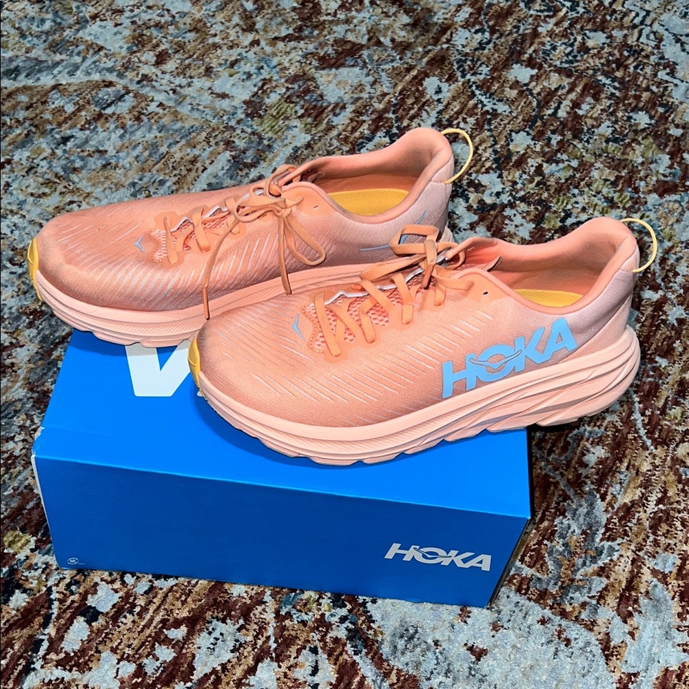 Hoka Women's Peach and Blue Athletic Shoes
